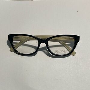 Flower By Drew Barrymore Cat Eye Eyeglass Frame - Black/Tan Floral Elegance